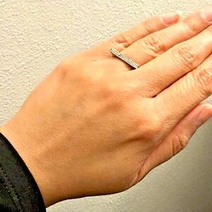 Bony Levy Stackable Bar Black Diamond 18K Black Gold Ring NWOT